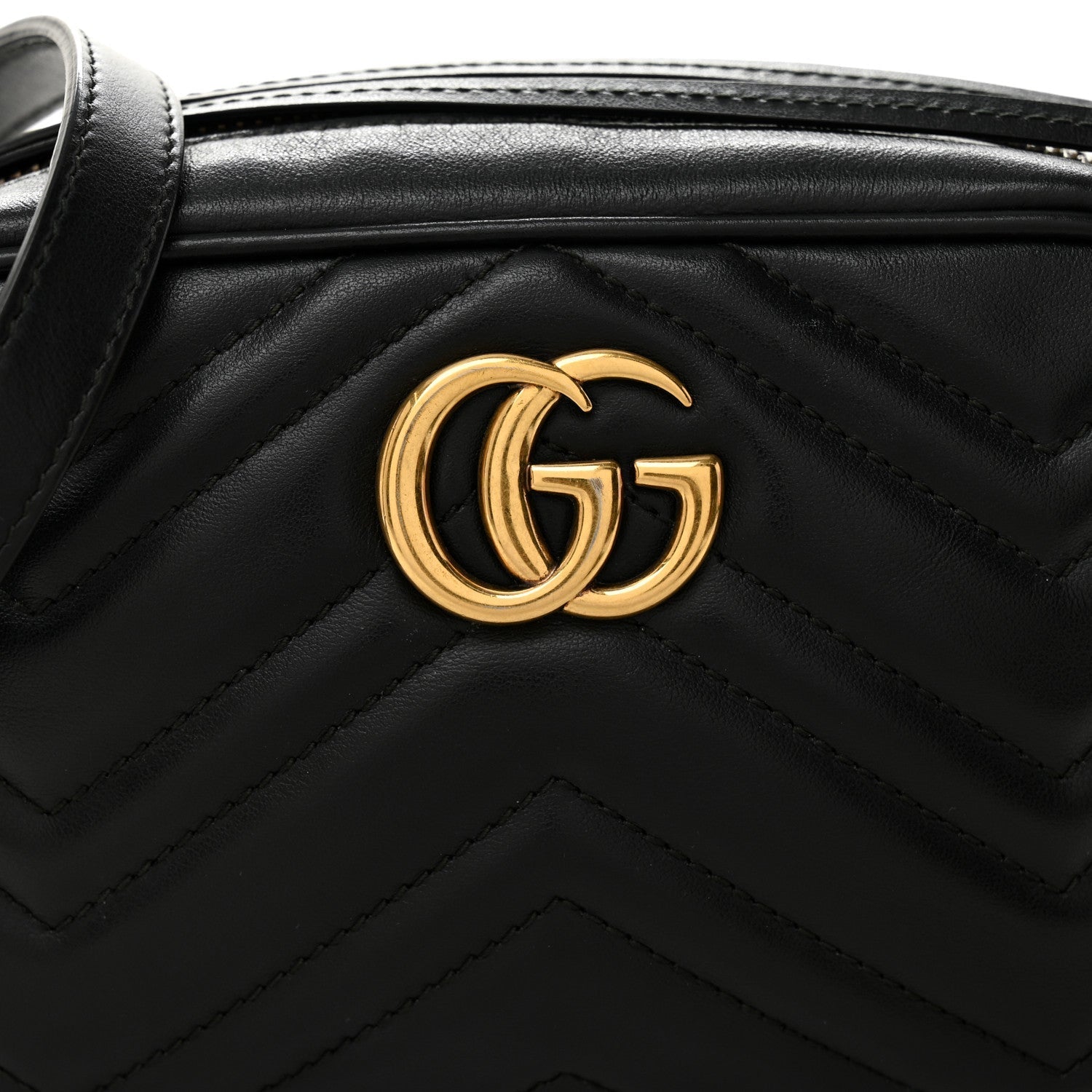 Calfskin Matelasse Mini GG Marmont Chain Shoulder Bag Black