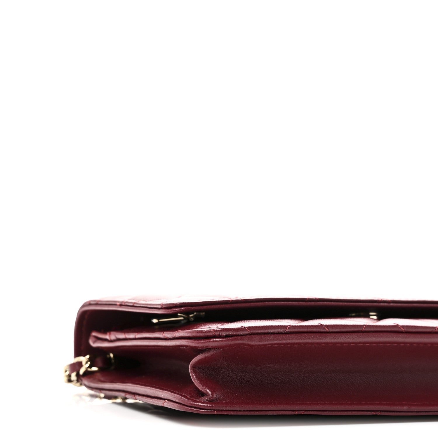 Lambskin Quilted Wallet On Chain WOC Burgundy