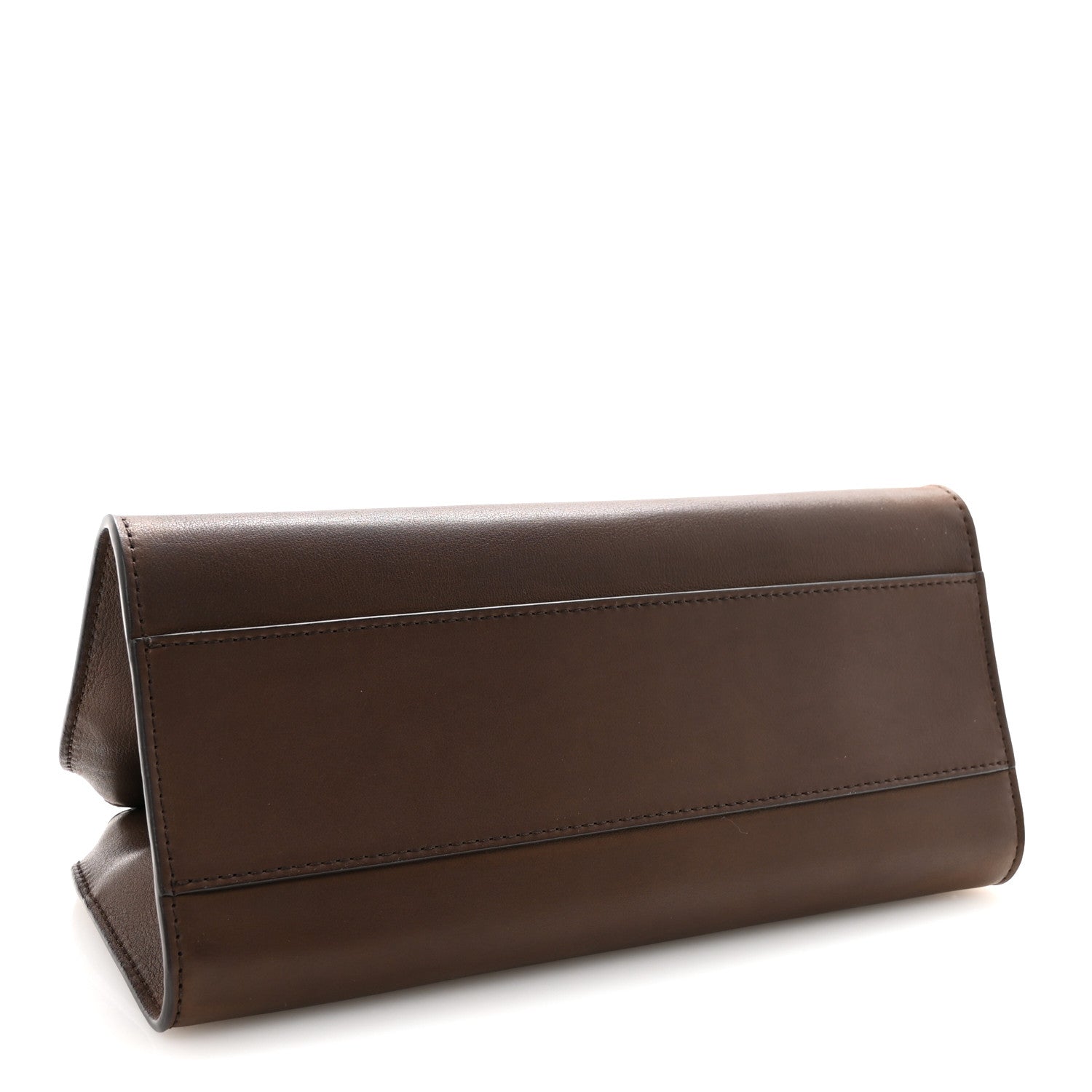 Polished Saddle Calfskin Peggy Clutch Deep Brown