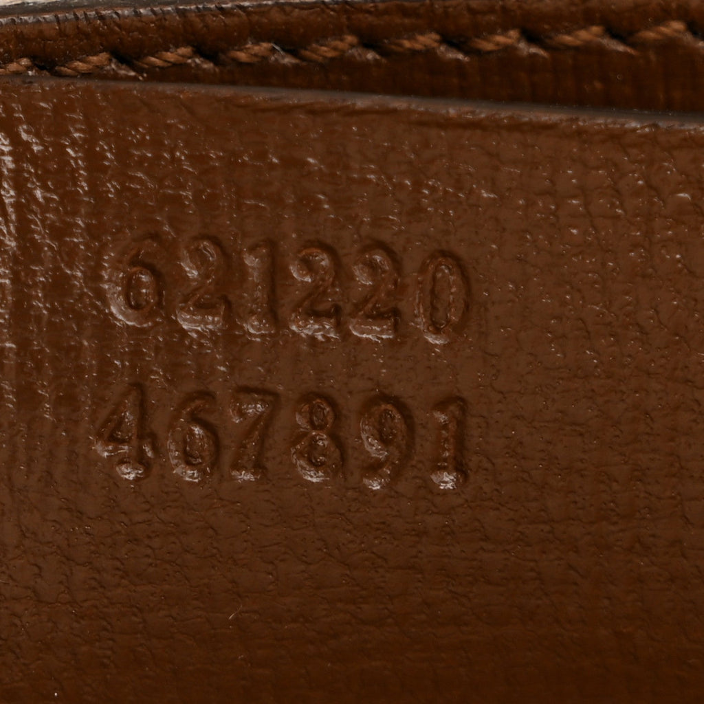 GG Supreme Monogram Azalea Calfskin Small Horsebit 1955 Top Handle Bag Beige Ebony Brown Sugar