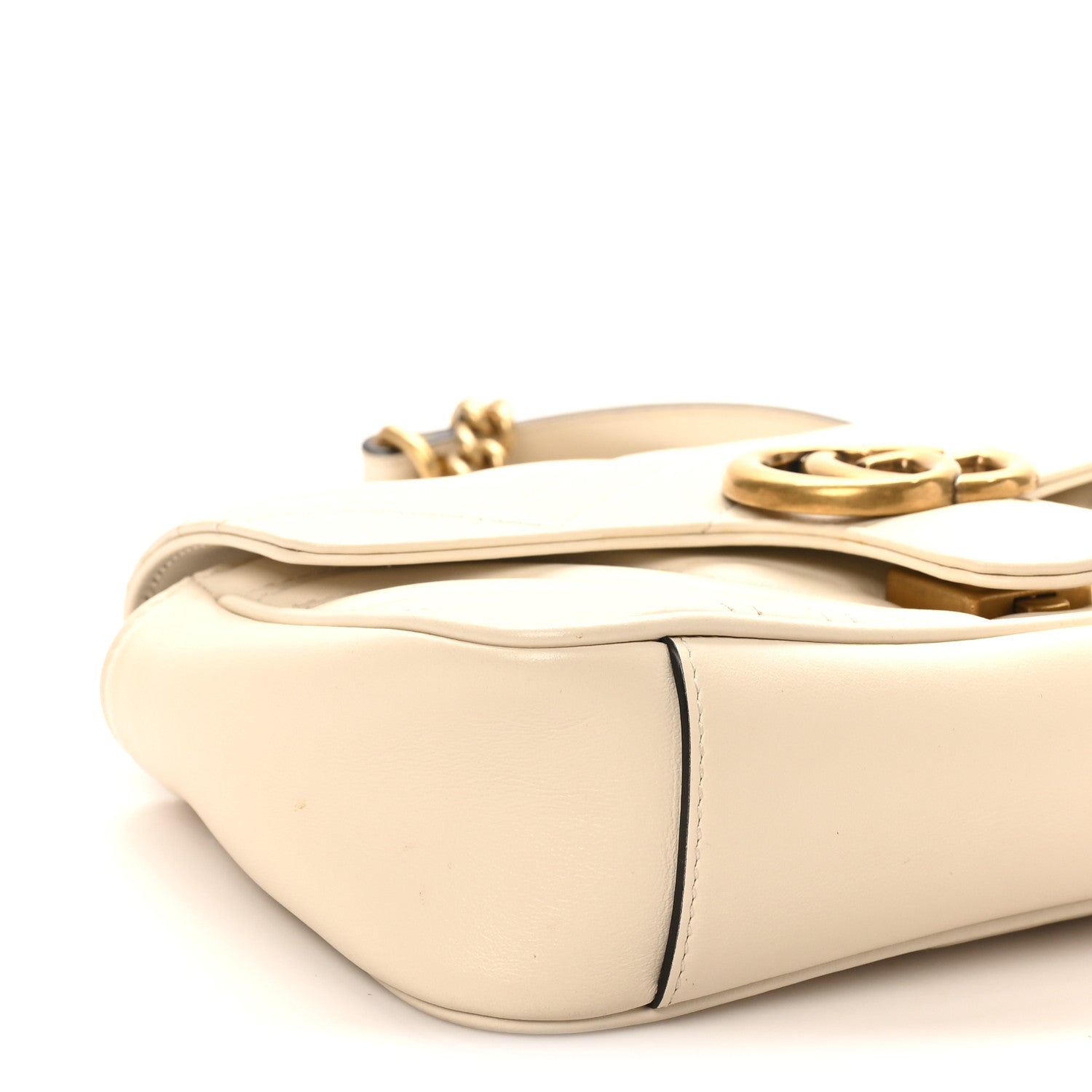 Calfskin Matelasse Mini GG Marmont Shoulder Bag White