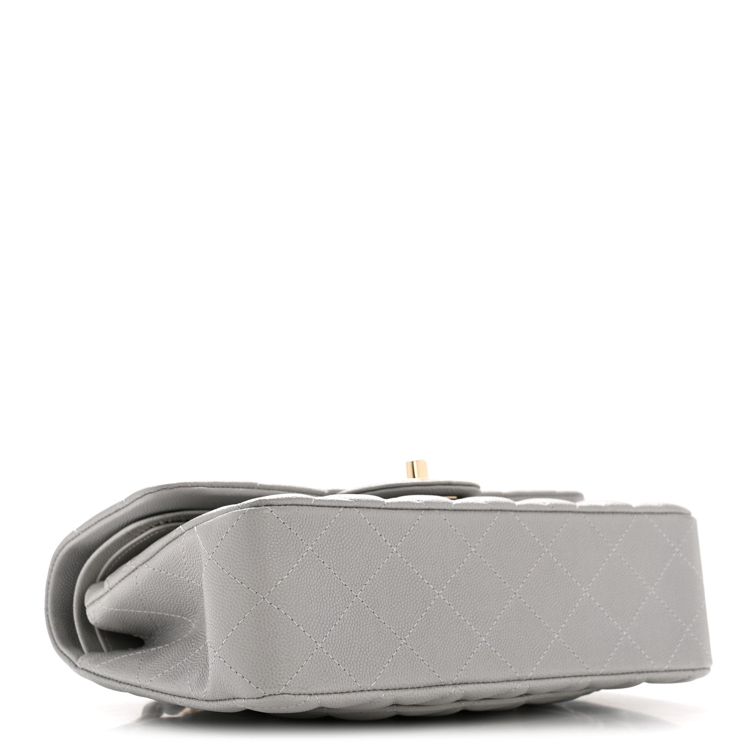 Caviar Quilted Small Double Flap Grey
