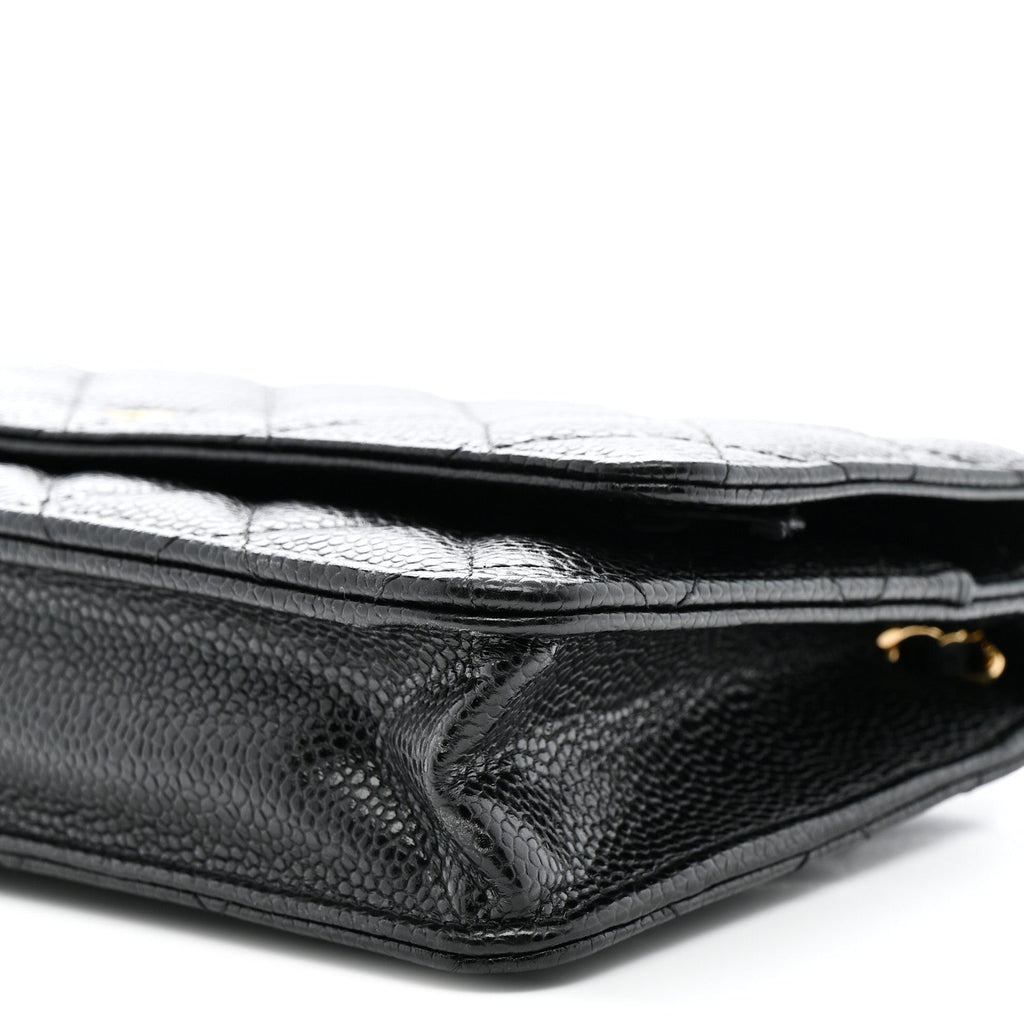 Caviar Quilted Wallet on Chain WOC Black
