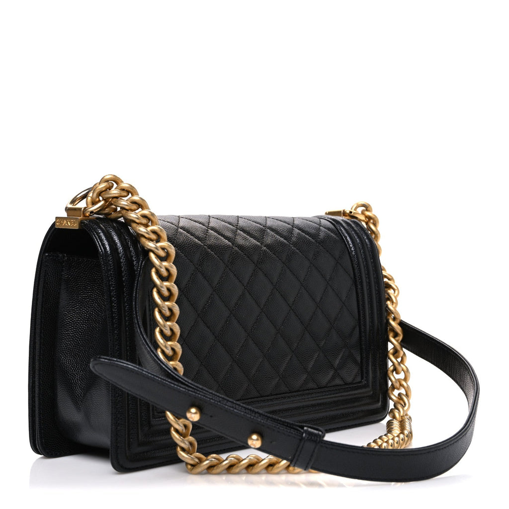 Caviar Quilted Medium Boy Flap Black