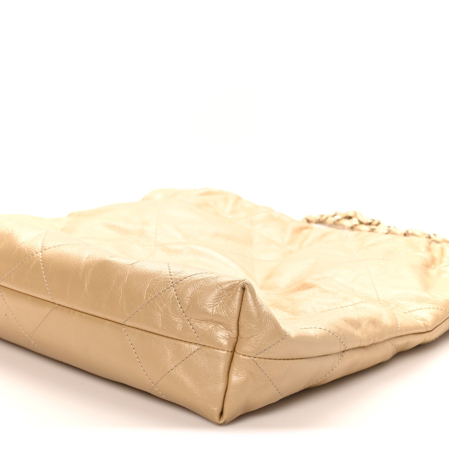 Metallic Calfskin Quilted Small Chanel 22 Light Gold