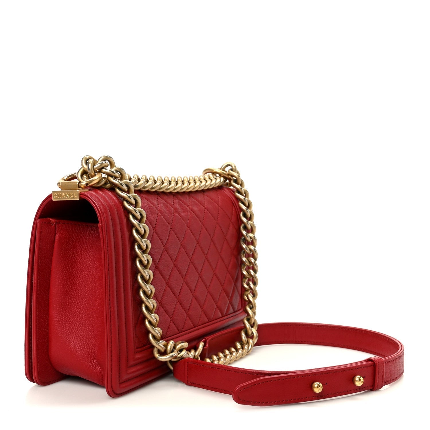 Caviar Quilted Medium Boy Flap Red