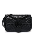 Calfskin Matelasse Monochrome Mini GG Marmont Shoulder Bag Black