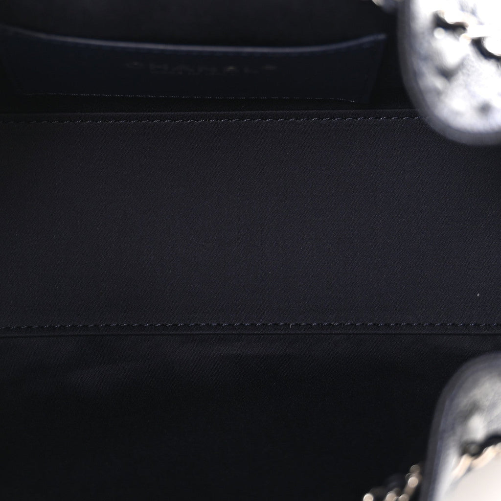 Metallic Caviar Quilted Mini Chanel 25 Handbag Dark Blue