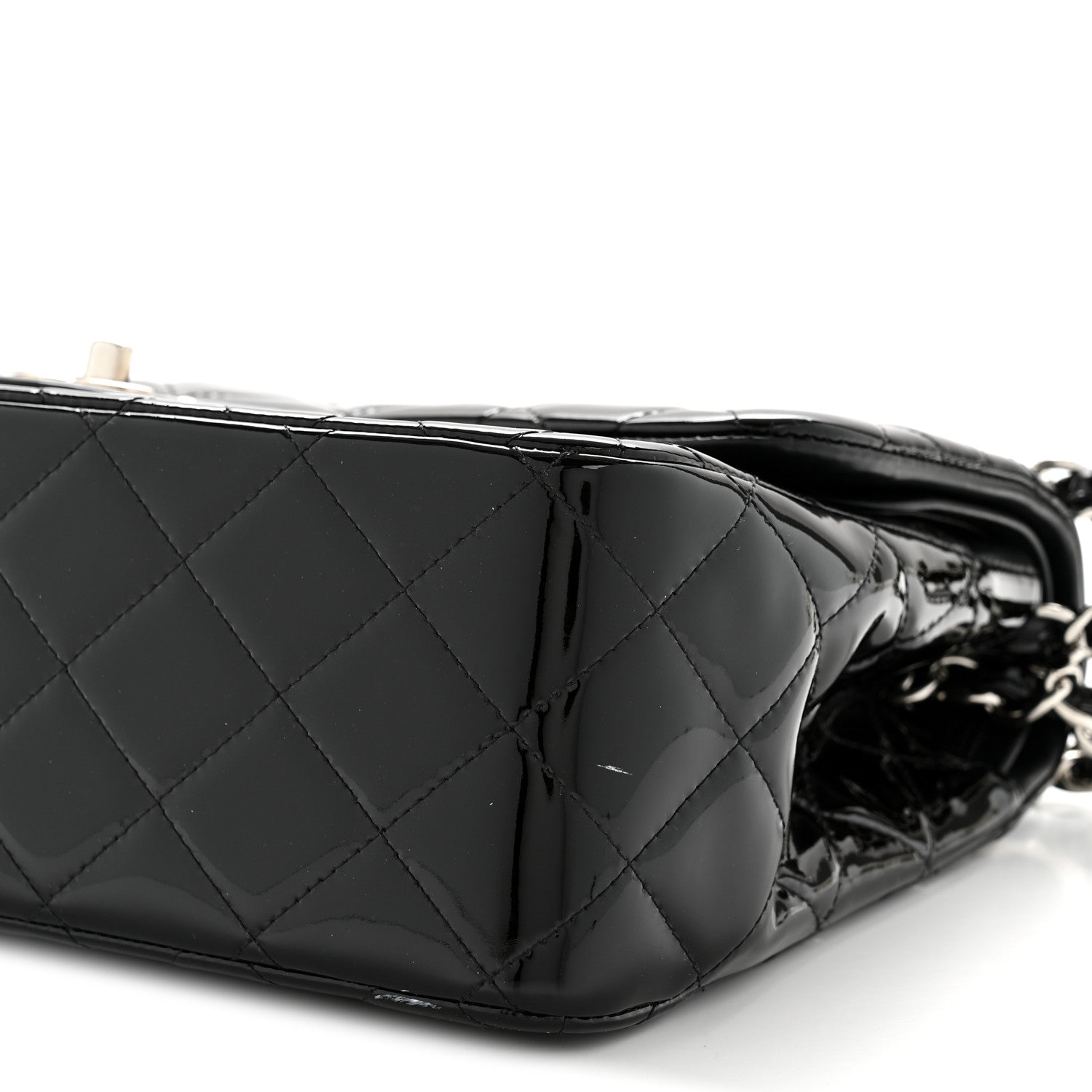 Patent Quilted Jumbo Double Flap Black