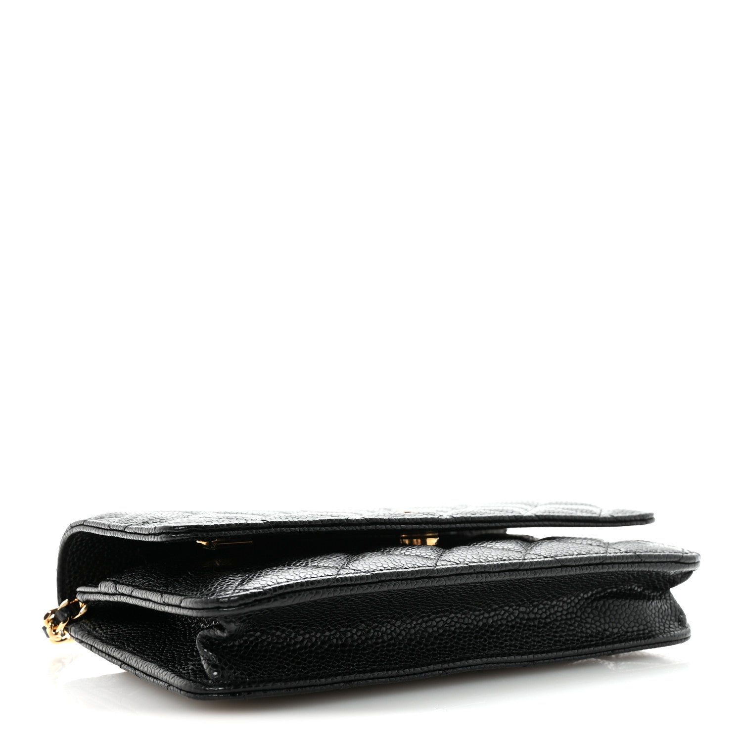 Caviar Quilted Wallet on Chain WOC Black