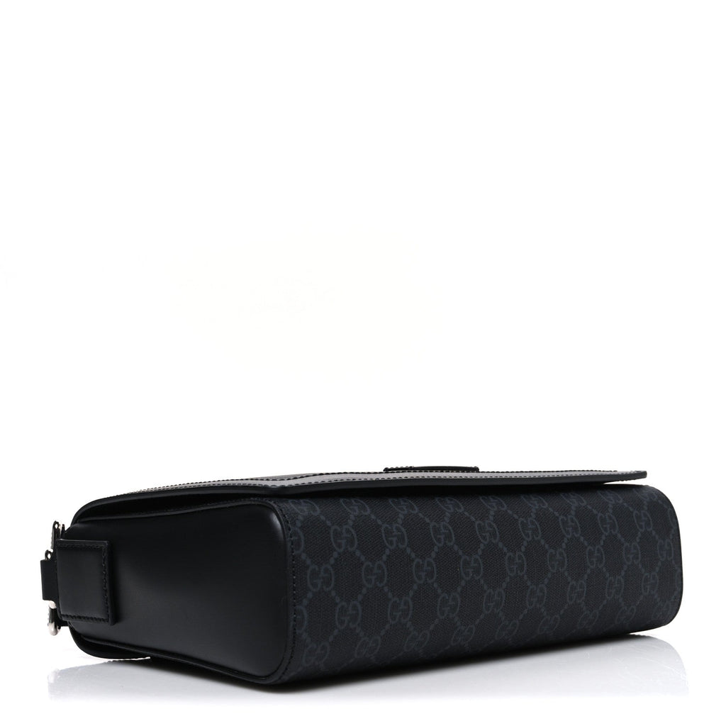 GG Supreme Monogram Appia Calfskin Web Crossbody Bag Black Grey