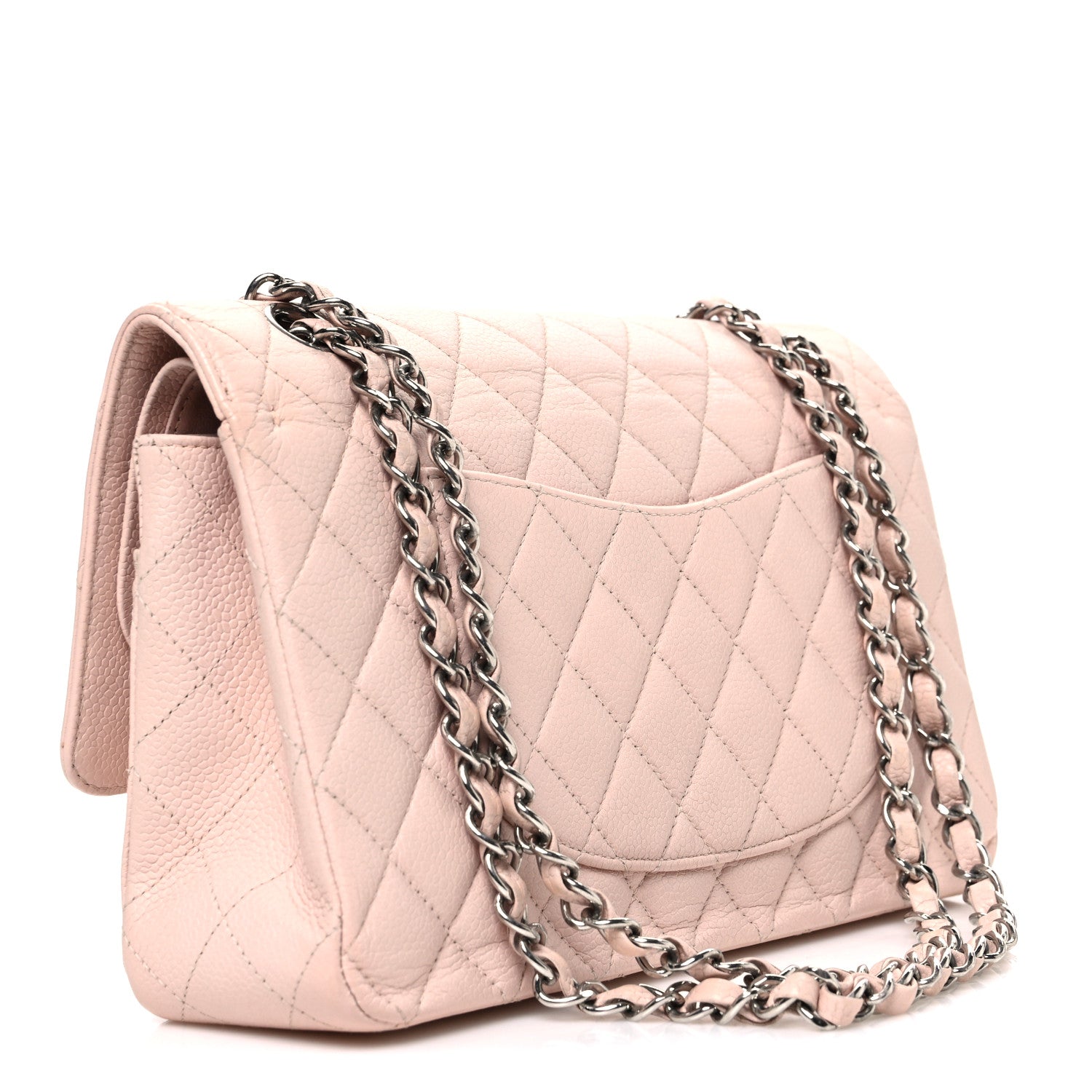 Caviar Quilted Medium Double Flap Light Pink