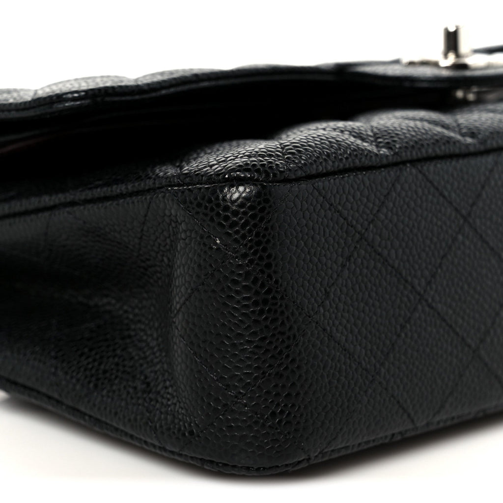 Caviar Quilted Medium Double Flap Black