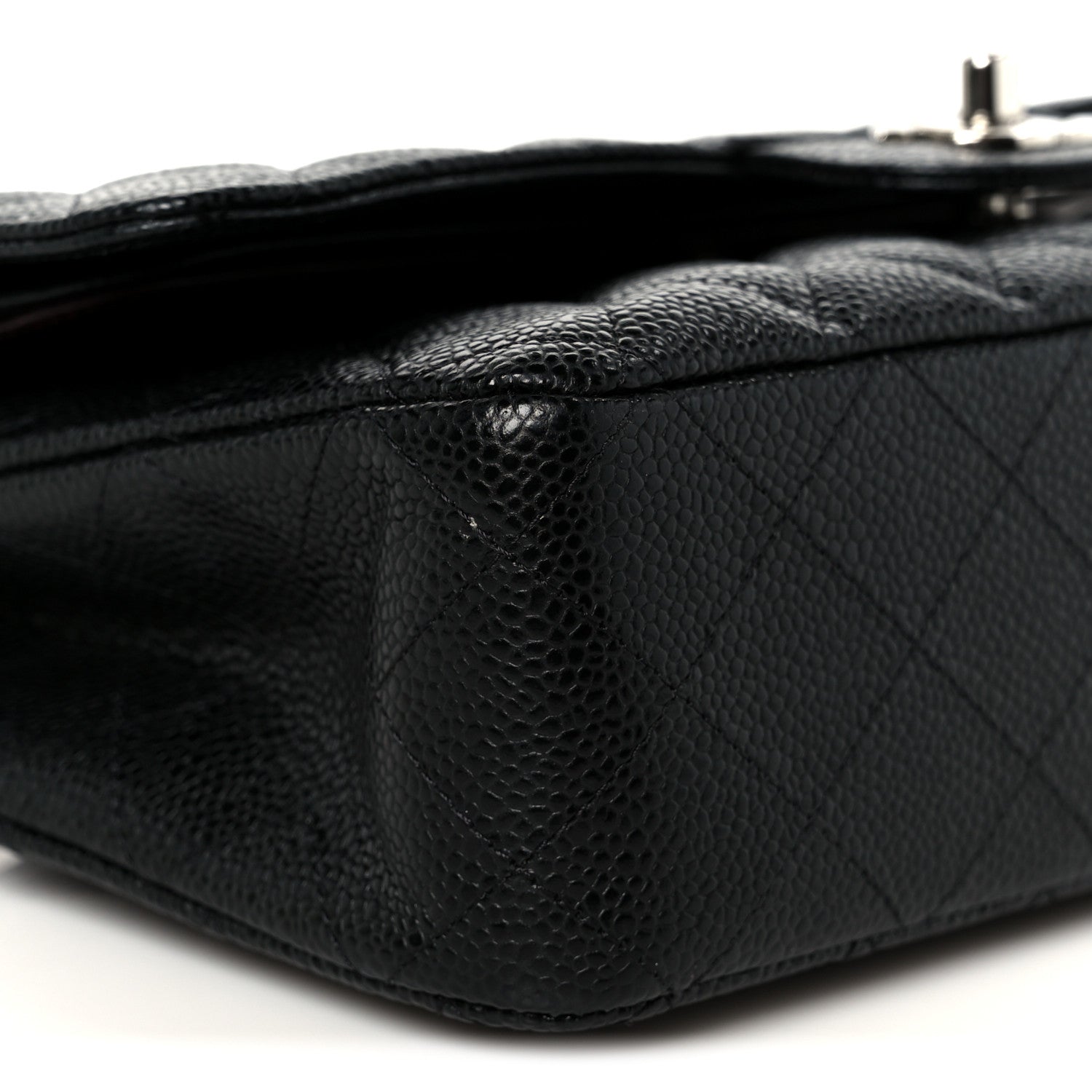 Caviar Quilted Medium Double Flap Black