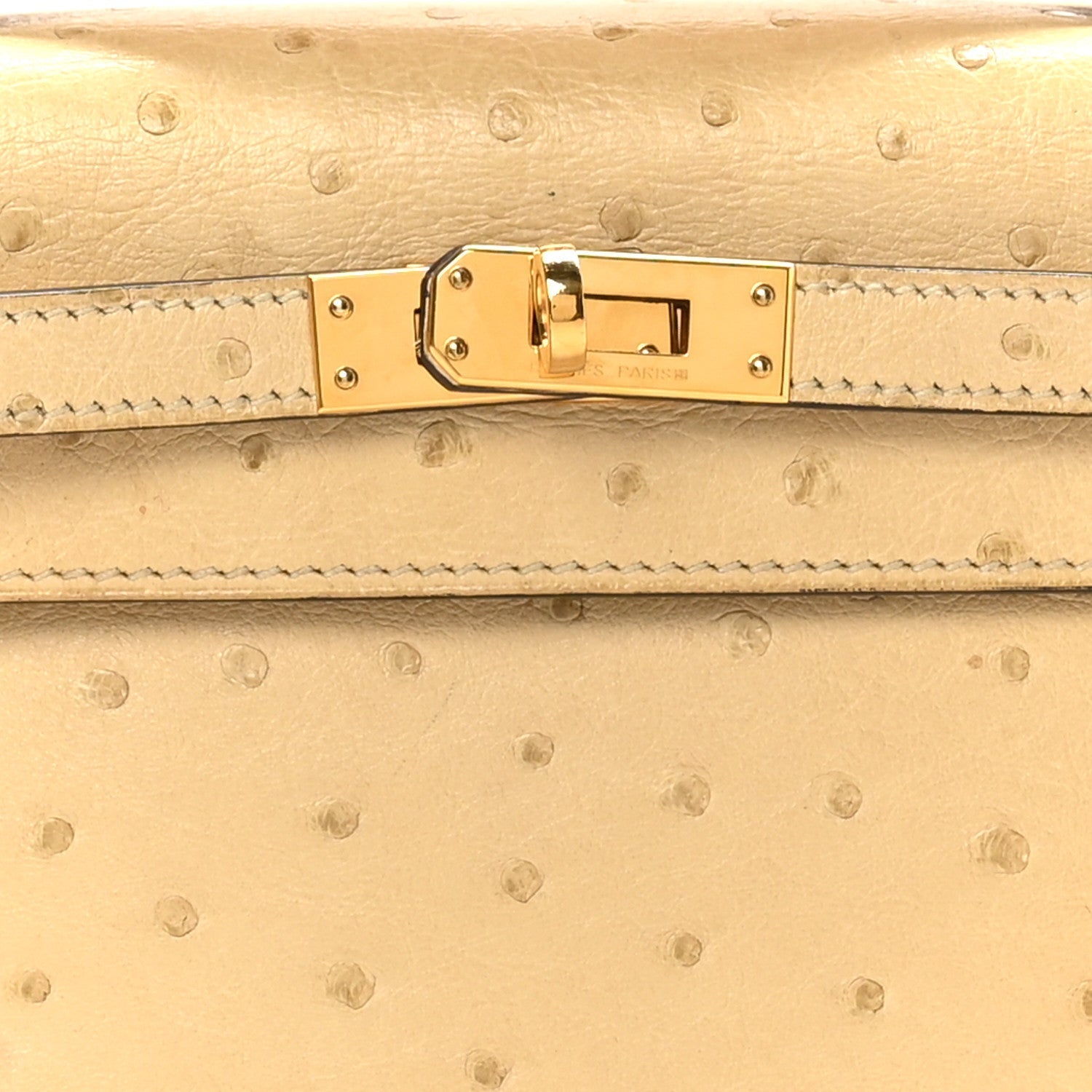 Ostrich Kelly Pochette Clutch Parchemin