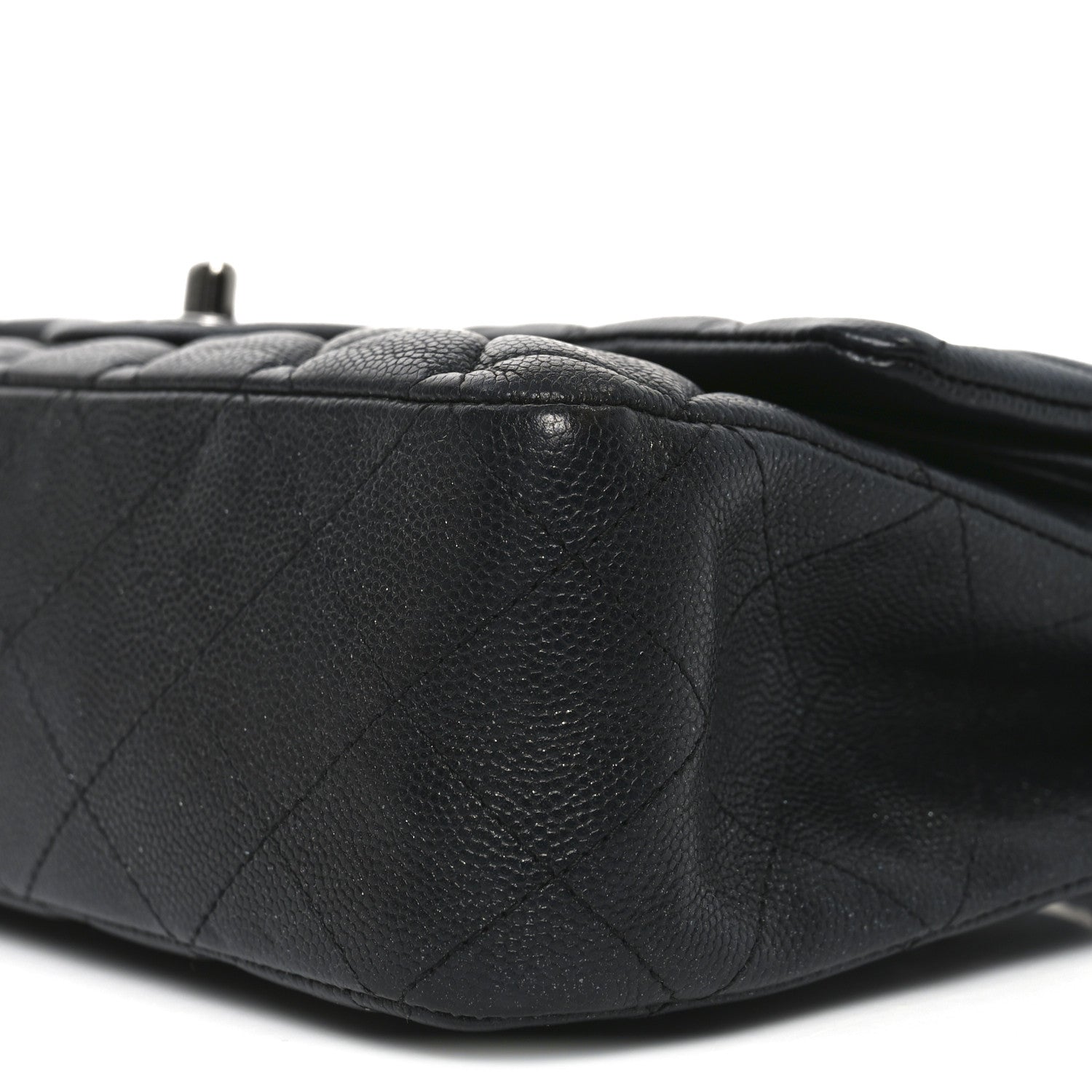 Iridescent Caviar Quilted Medium Double Flap Black