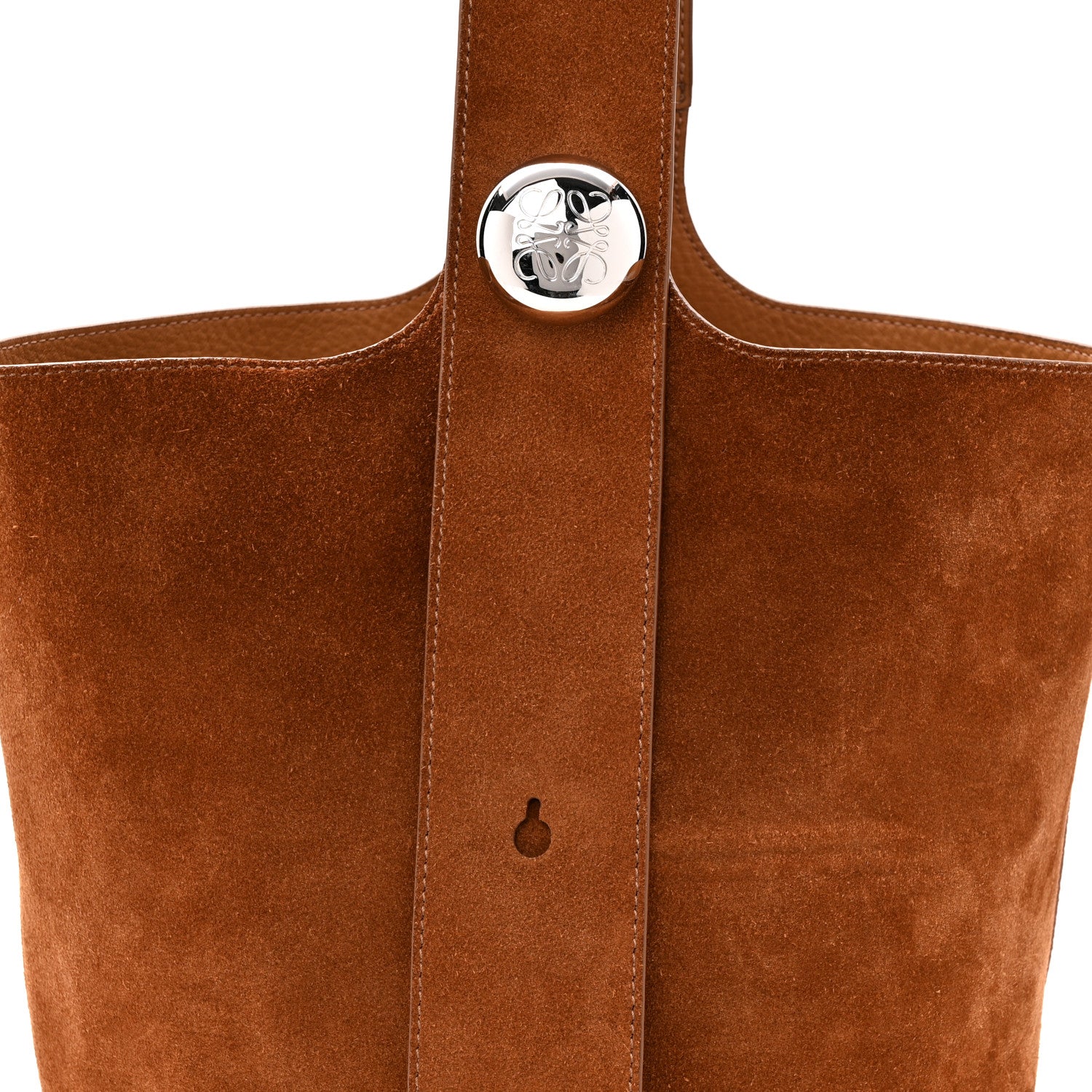 Suede Calfskin Medium Pebble Bucket Bag Tobacco