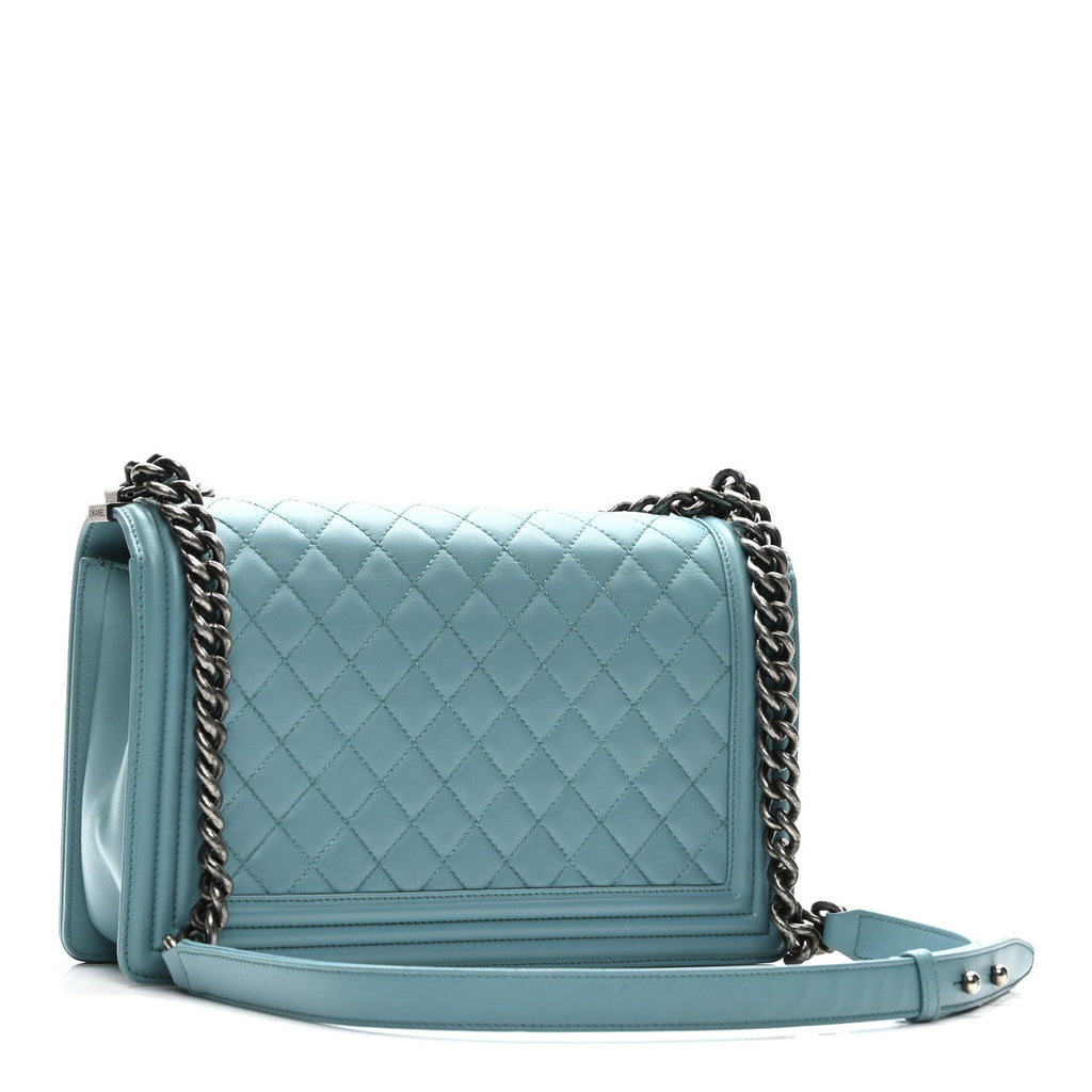 Calfskin Quilted New Medium Boy Flap Blue