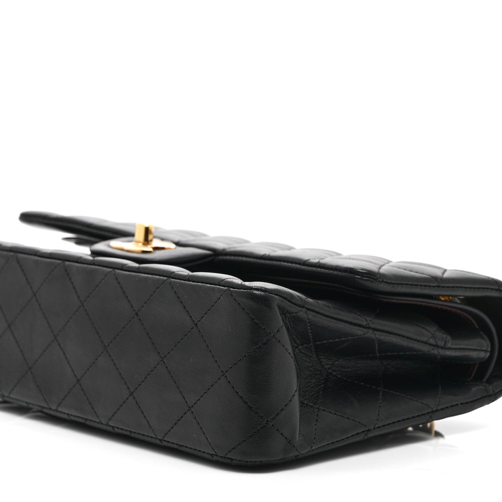 Lambskin Quilted Medium Double Flap Black