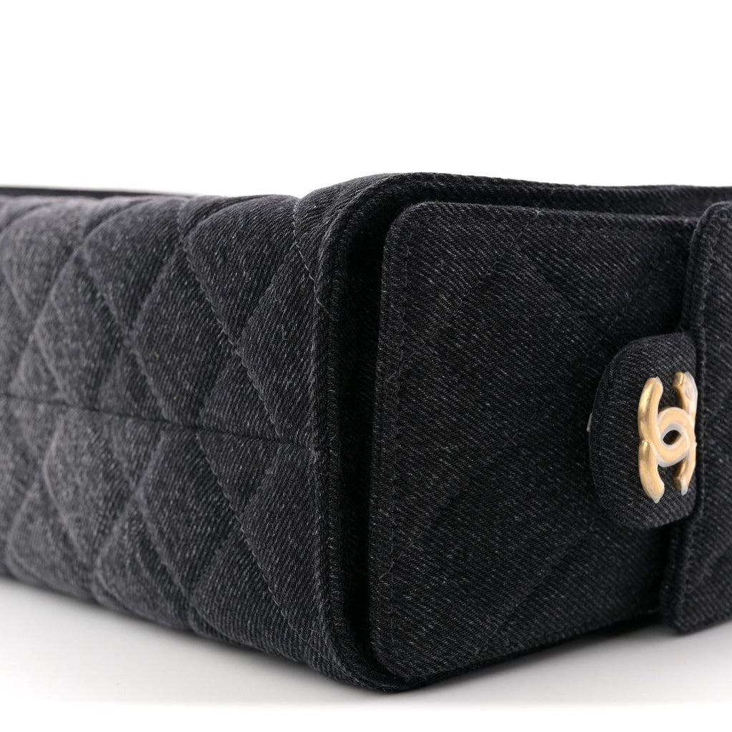 Washed Denim Quilted Mini Chanel 25 Handbag Black