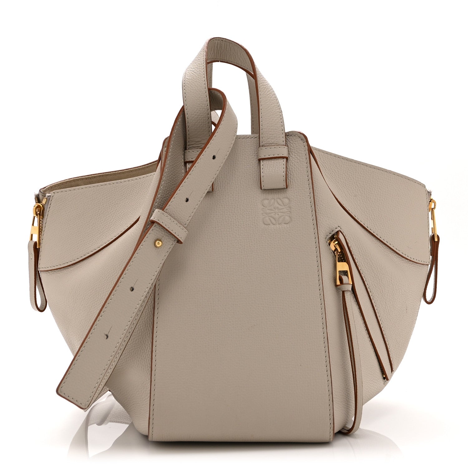 Grained Calfskin Small Hammock Shoulder Bag Light Ghost