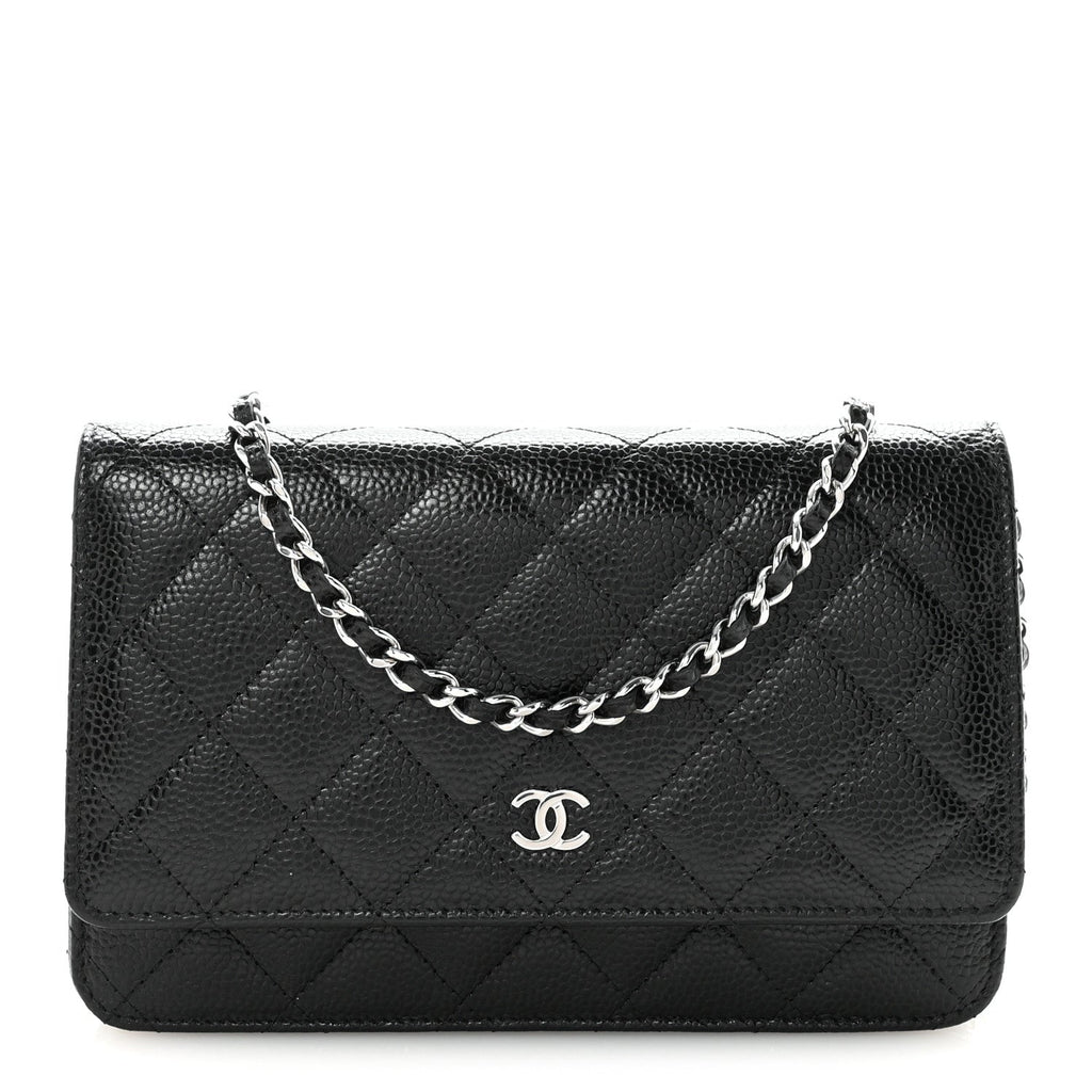 Caviar Quilted Wallet on Chain WOC Black