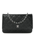 Caviar Quilted Wallet on Chain WOC Black