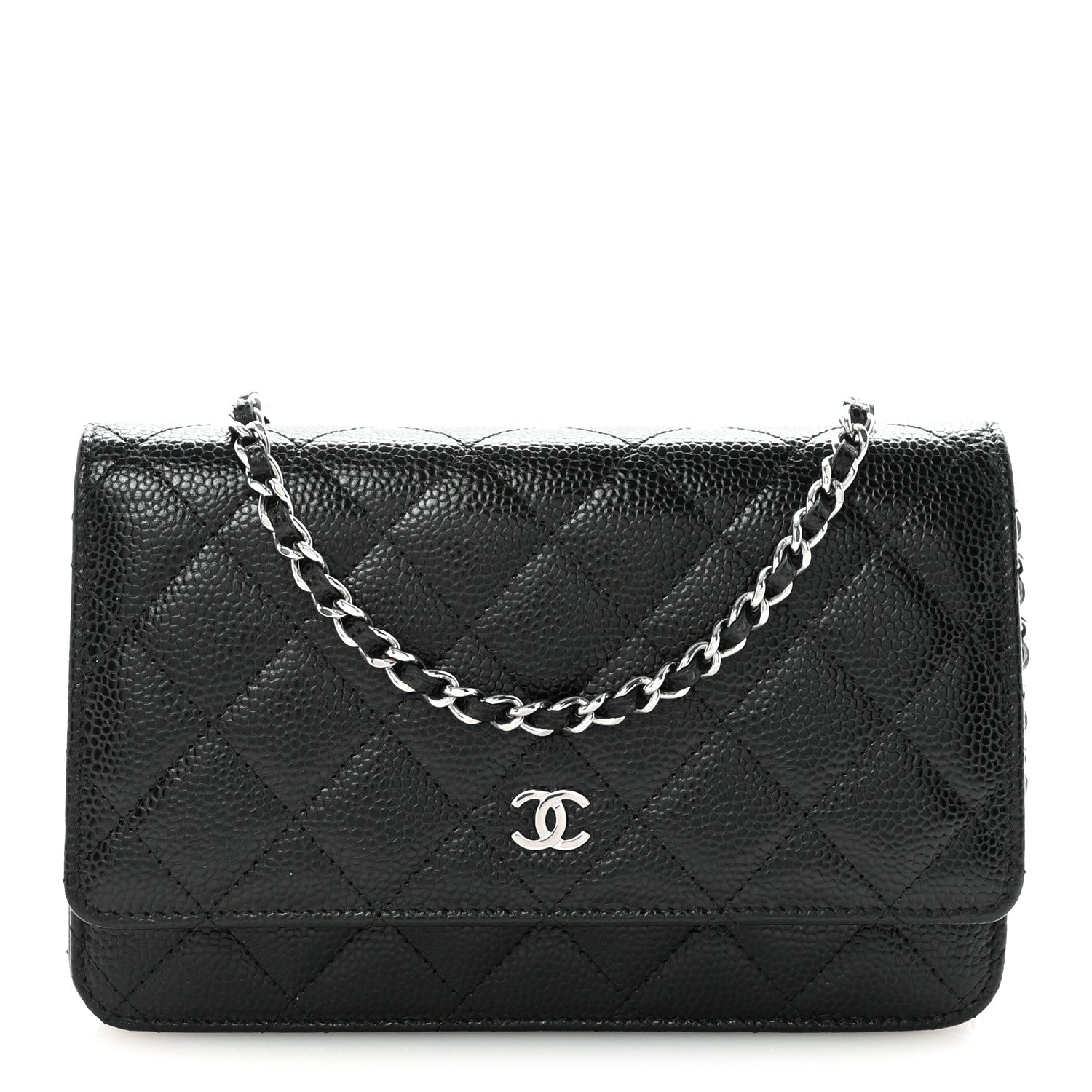 Caviar Quilted Wallet on Chain WOC Black