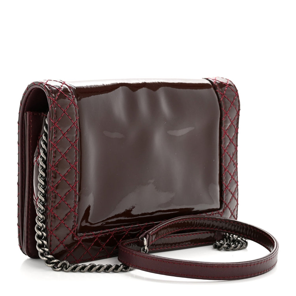 Patent Small Boy Reverso Flap Burgundy
