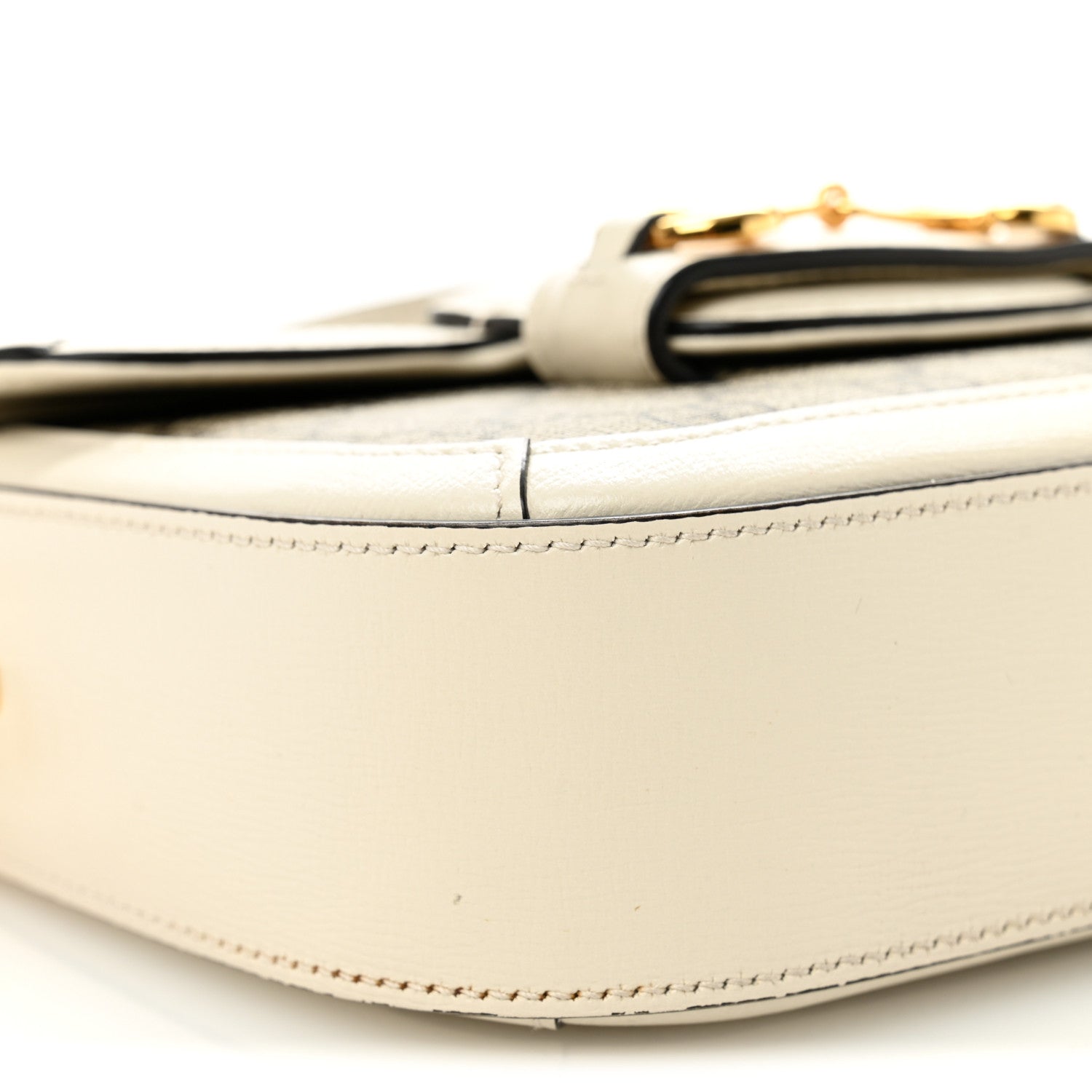 GG Supreme Monogram Web Mini Horsebit 1955 Shoulder Bag Beige Mystic White