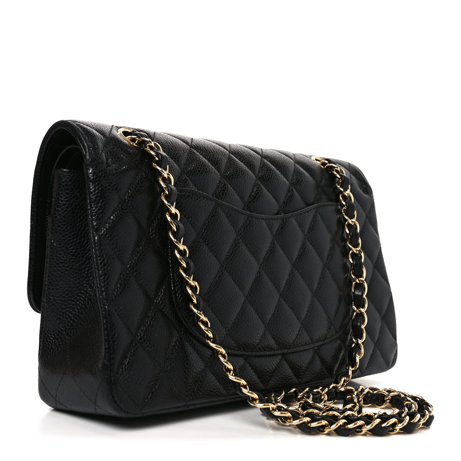Caviar Quilted Medium Double Flap Black
