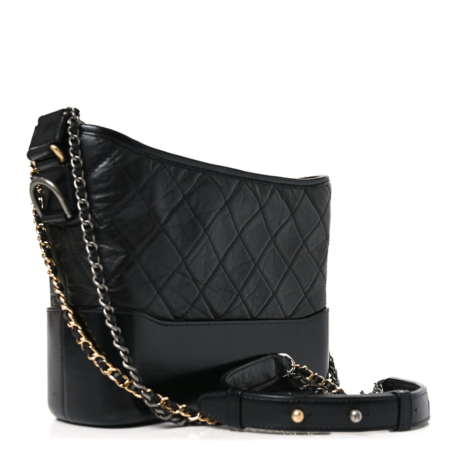 Aged Calfskin Quilted New Medium Gabrielle Hobo Black