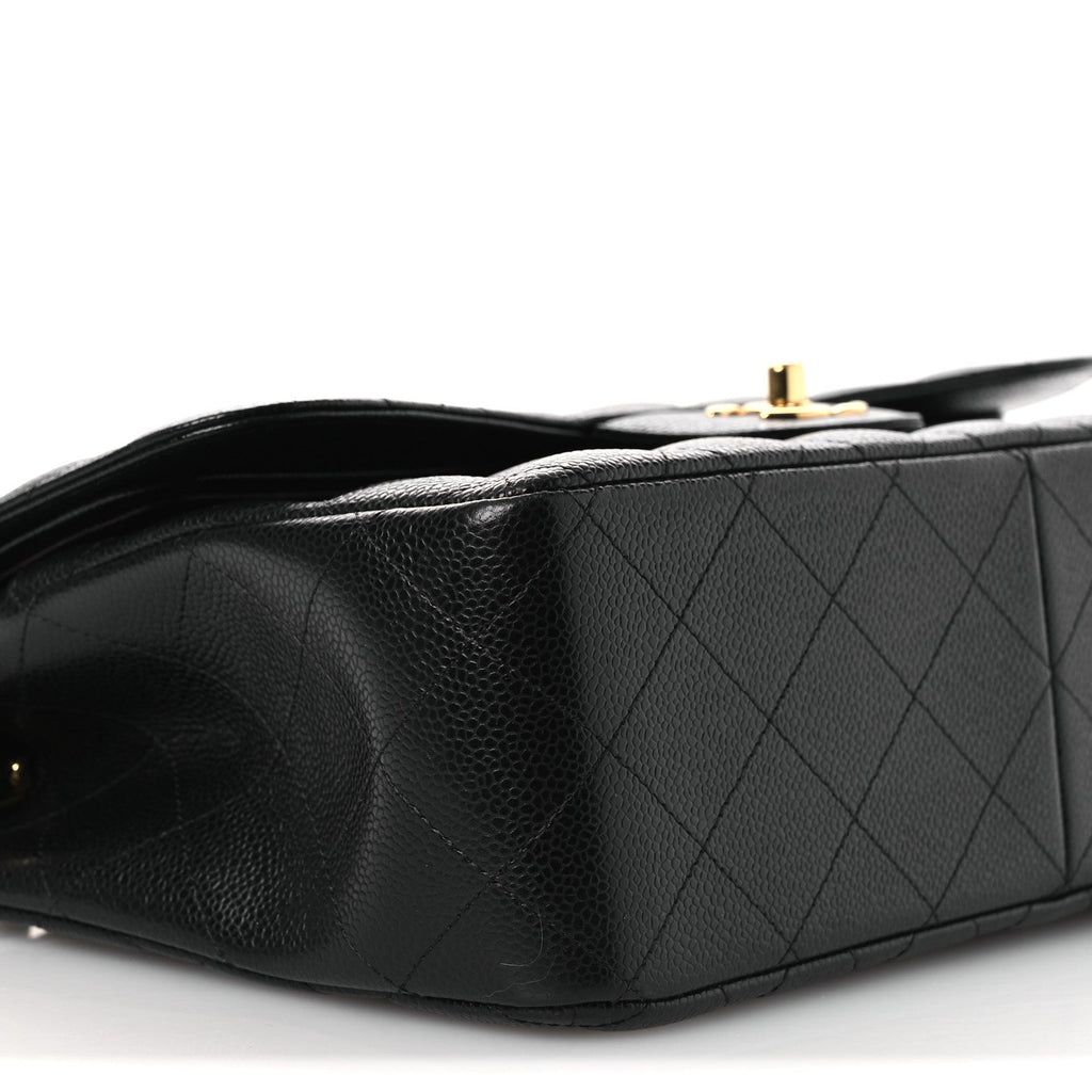 Caviar Quilted Jumbo Double Flap Black