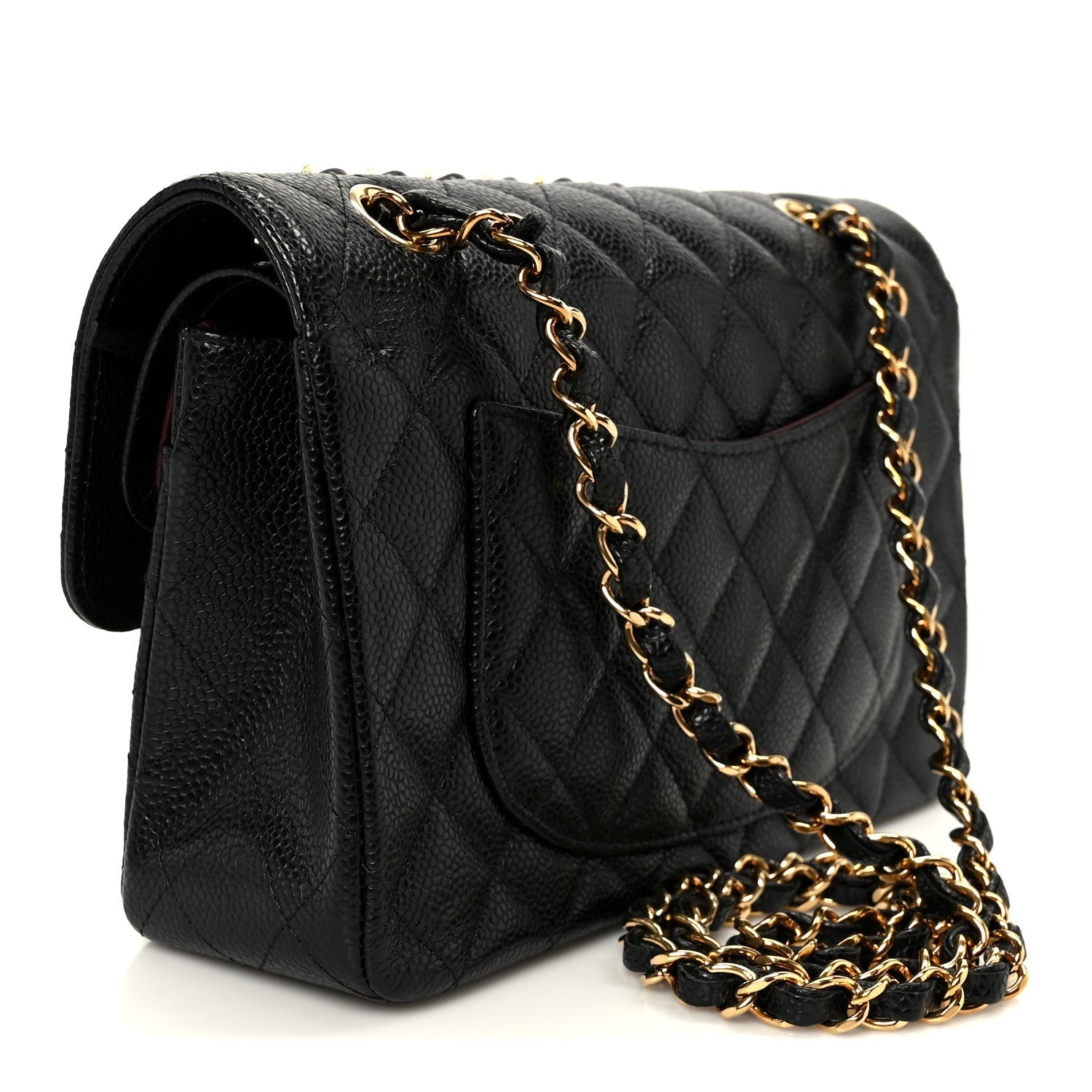 Caviar Quilted Small Double Flap Black