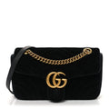 Velvet Matelasse Small GG Marmont Shoulder Bag Black