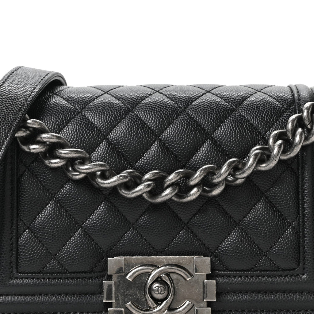 Caviar Quilted Small Boy Flap Black