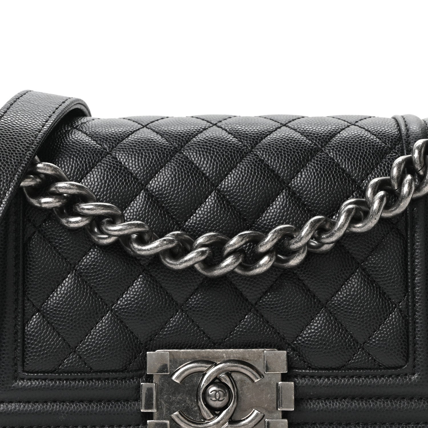 Caviar Quilted Small Boy Flap Black