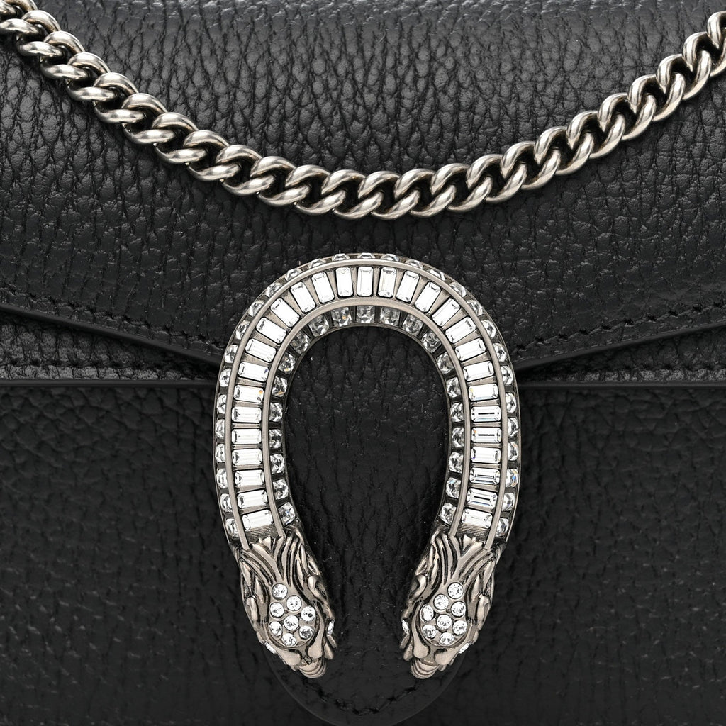Dollar Calfskin Crystal Mini Dionysus Top Handle Bag Black Crystal