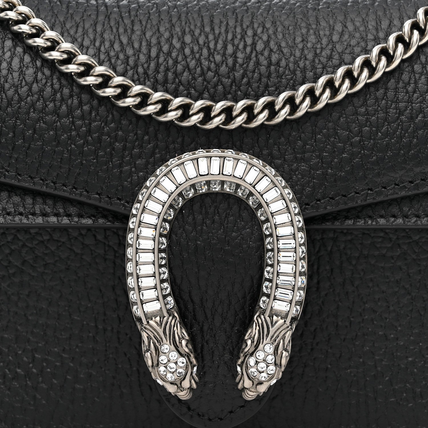 Dollar Calfskin Crystal Mini Dionysus Top Handle Bag Black Crystal