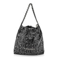Printed Calfskin Quilted Chanel 22 Black