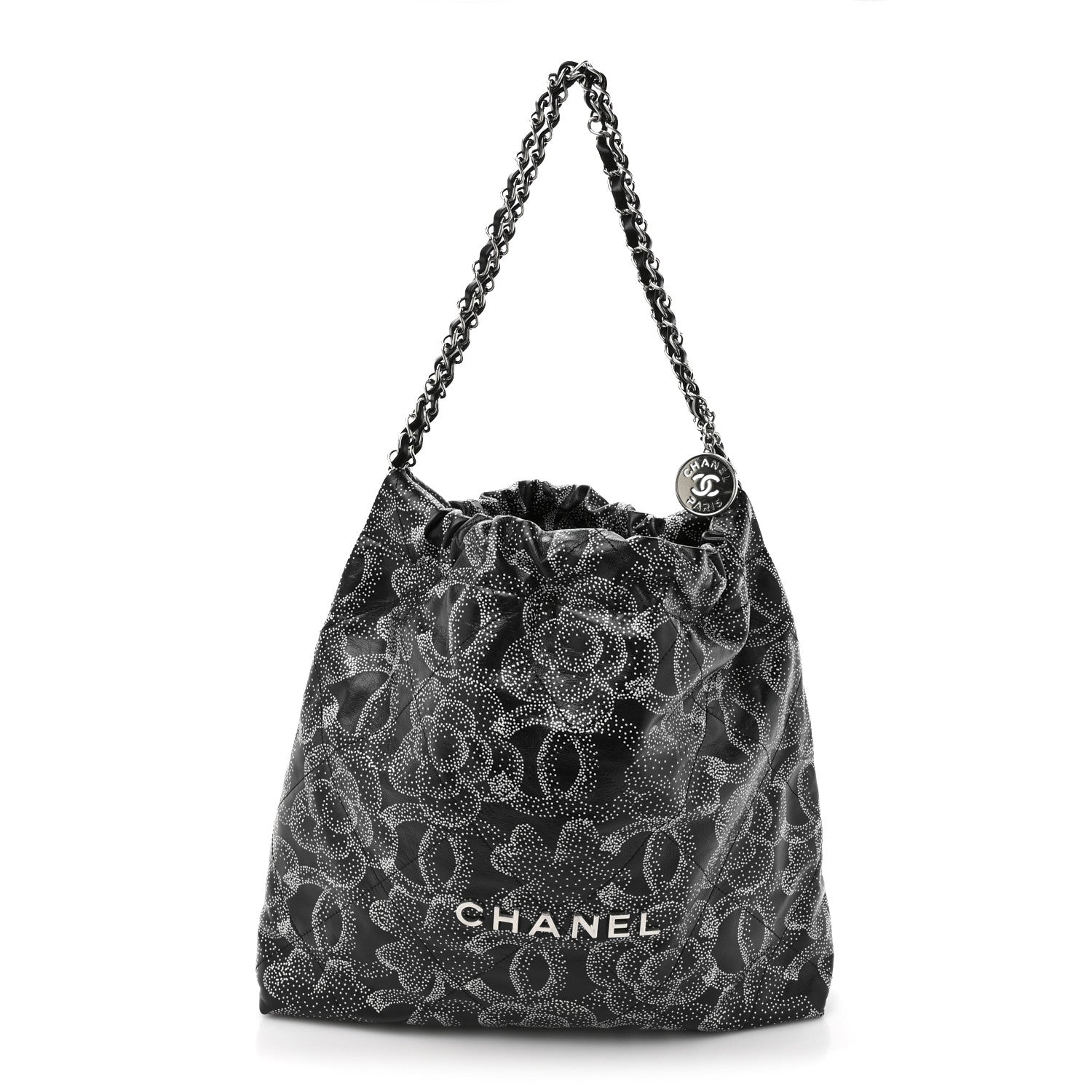 Printed Calfskin Quilted Chanel 22 Black