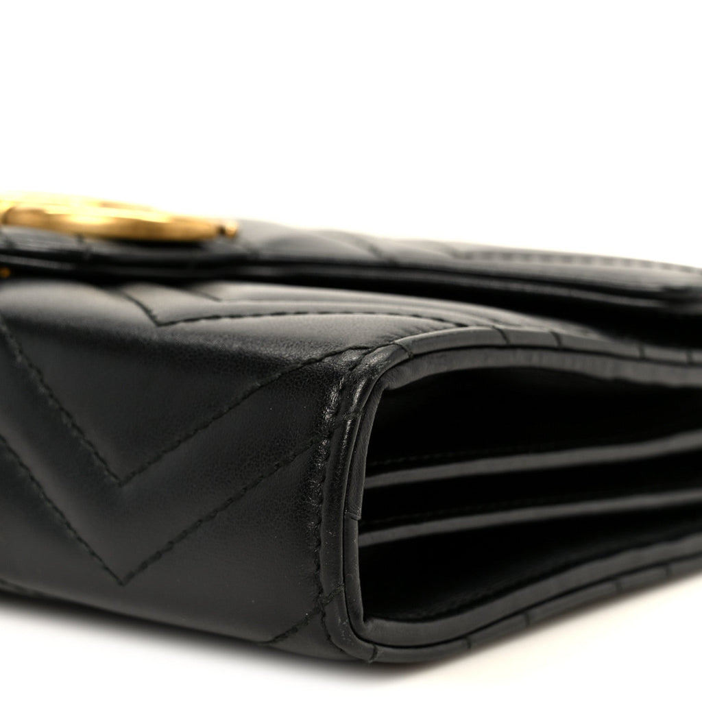 Calfskin Matelasse GG Marmont Chain Wallet Black