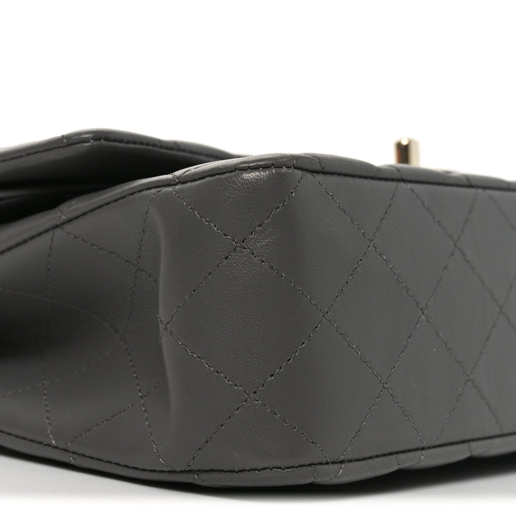 Lambskin Quilted Medium Double Flap Grey