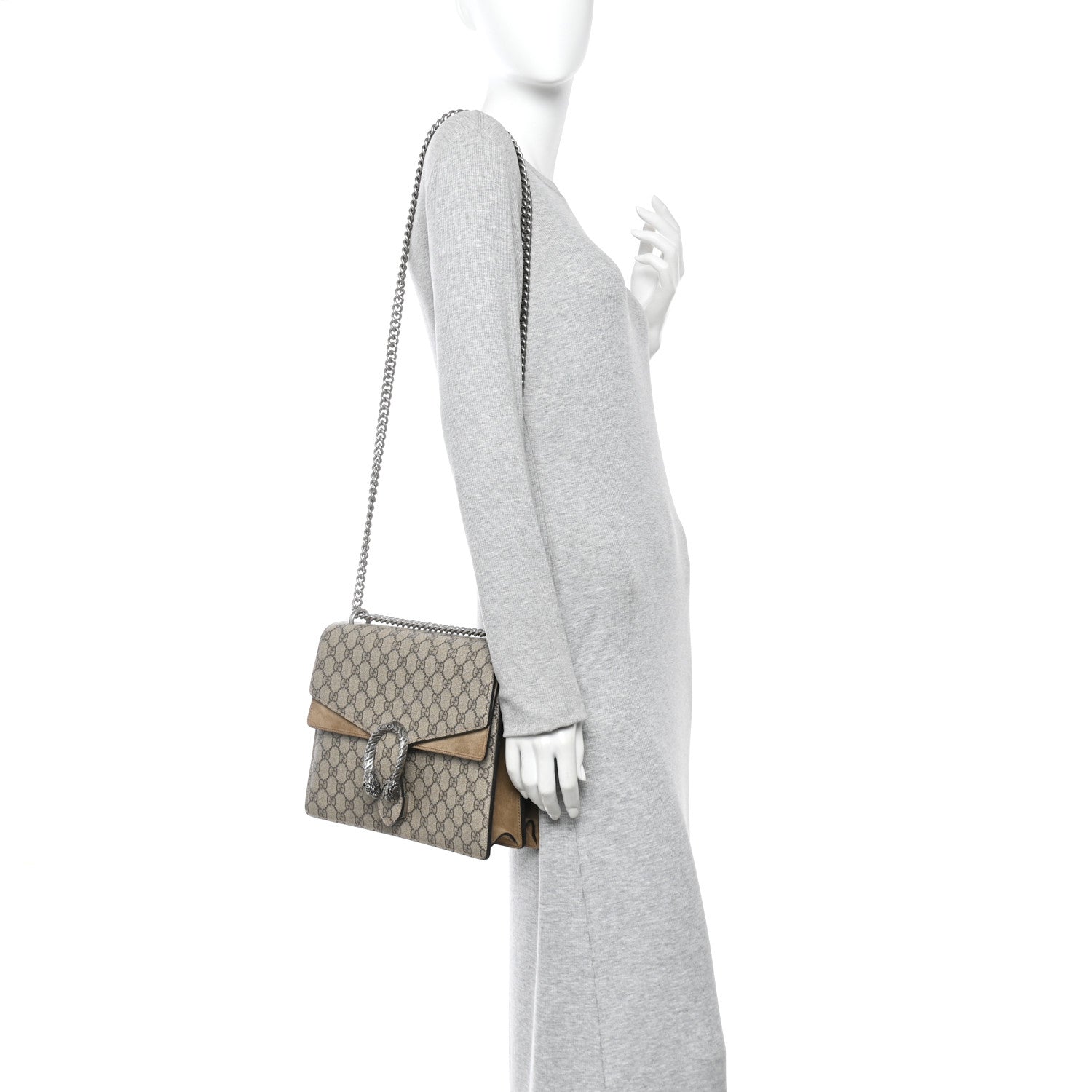 GG Supreme Monogram Medium Dionysus Shoulder Bag Taupe