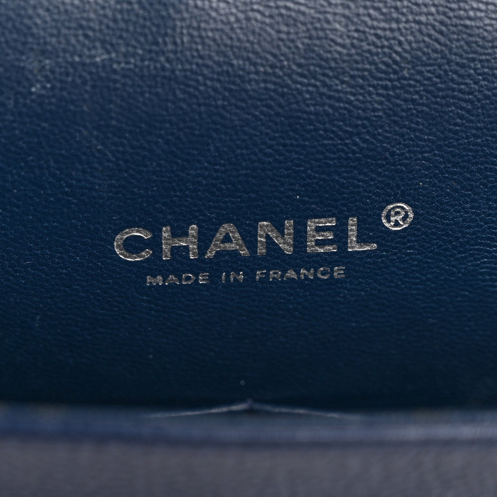 Caviar Quilted Maxi Double Flap Navy Blue