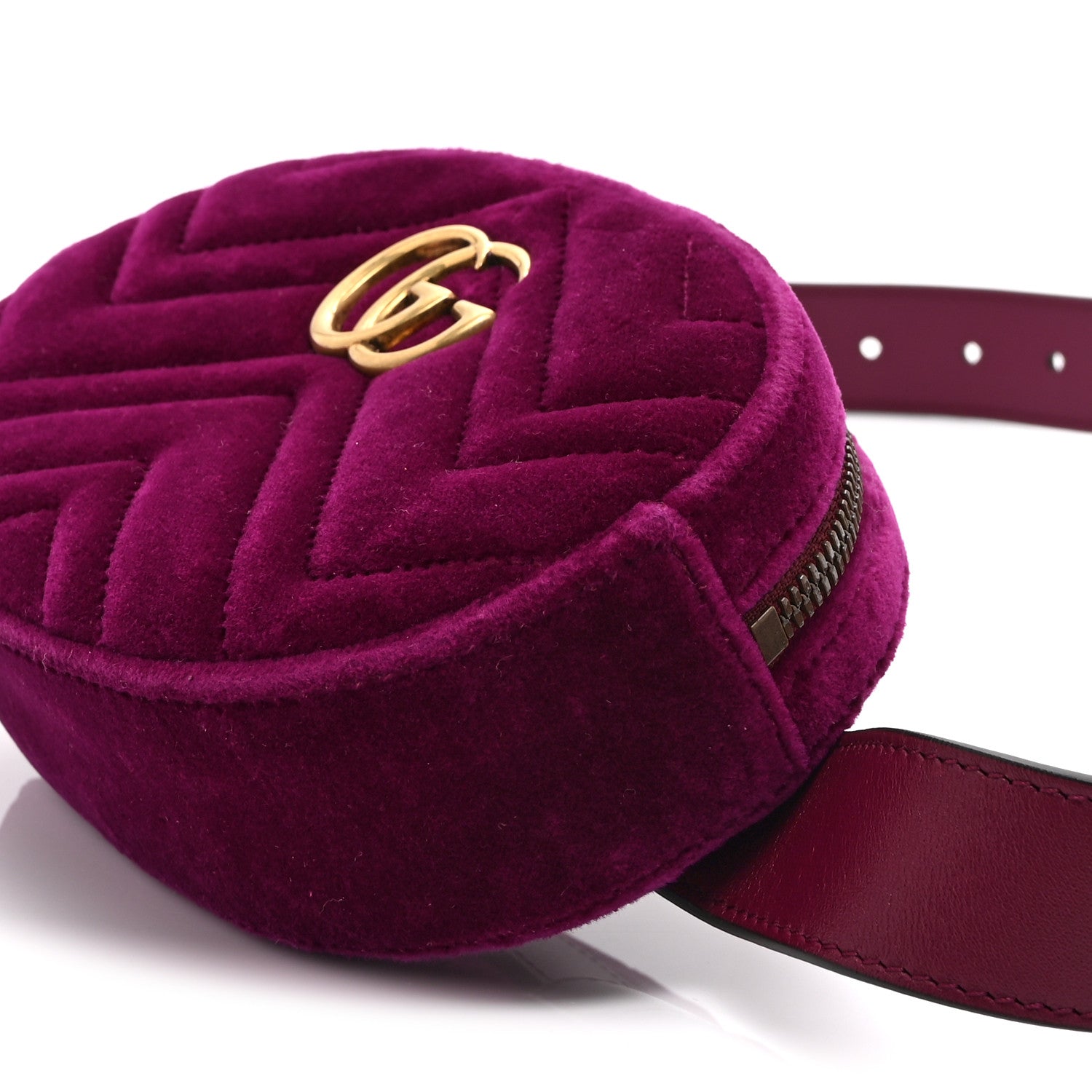 Velvet Matelasse GG Marmont Belt Bag 95 38 Fuchsia Violet Cyclamen