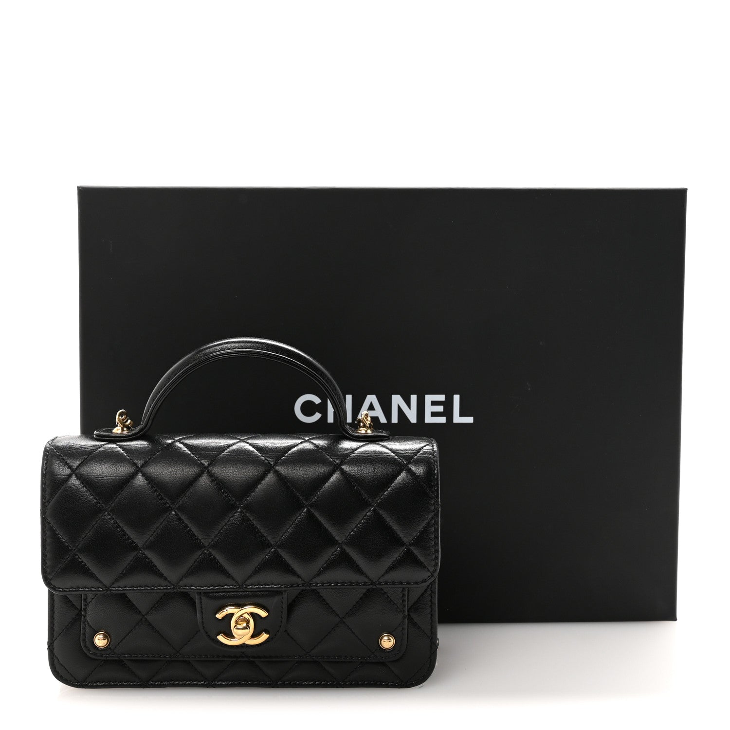 Lambskin Quilted Preppy Satchel Wallet On Chain WOC Black