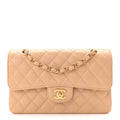 Caviar Quilted Small Double Flap Beige
