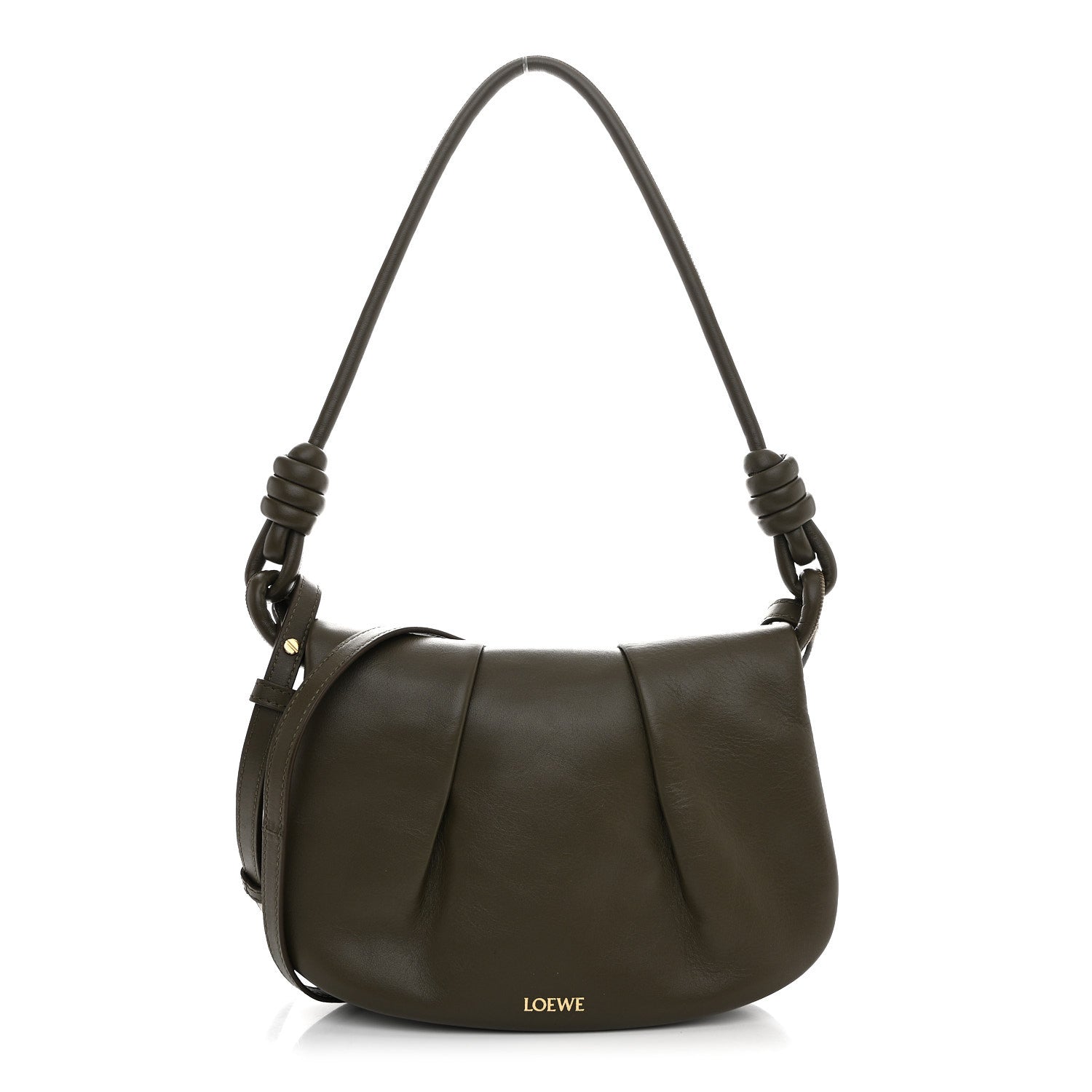 Shiny Nappa Calfskin Paseo Satchel Dark Khaki