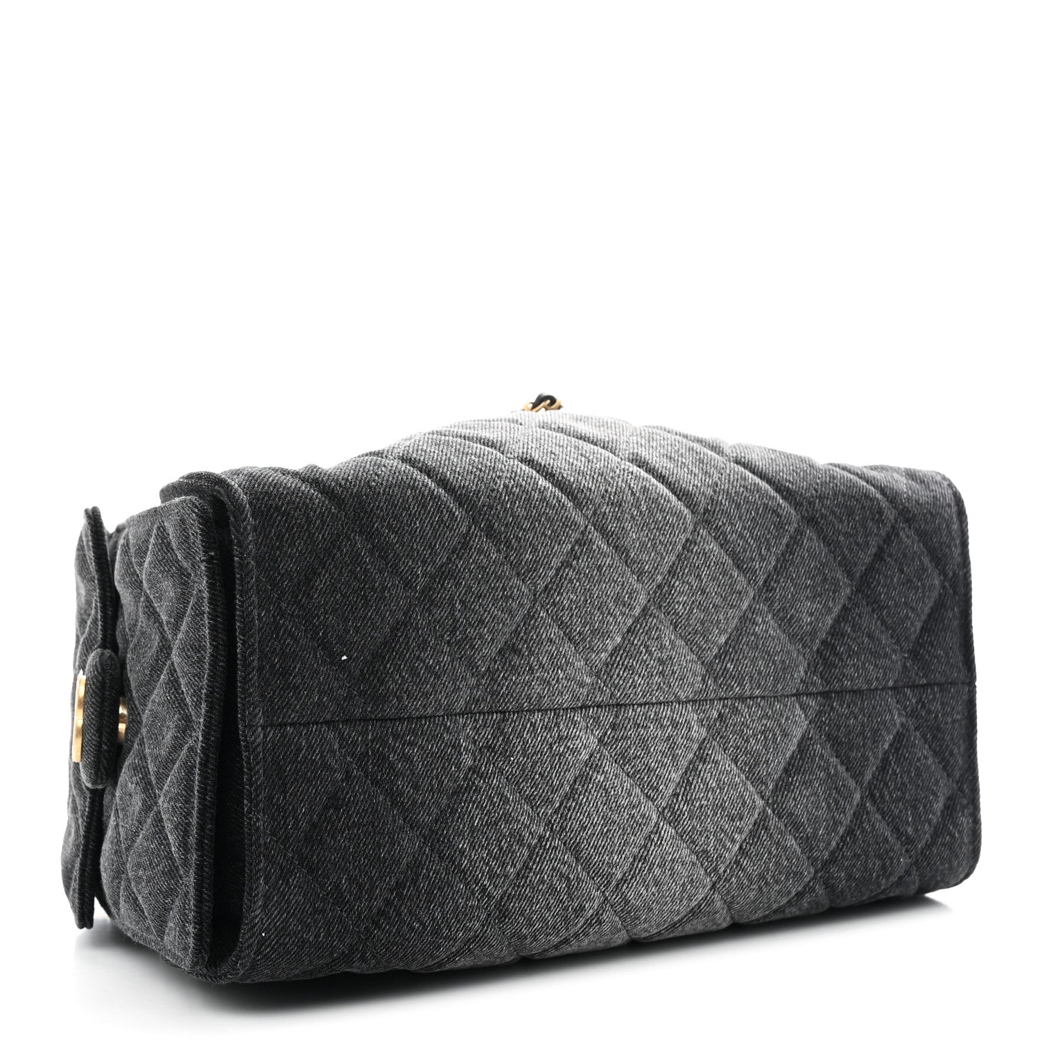 Washed Denim Quilted Small Chanel 25 Handbag Black